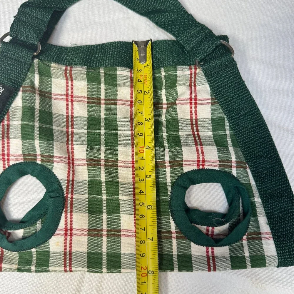 Purse Puppy Small Dog Open Carrier Sling Hand Carry Green Plaid for 4-8 lbs USA